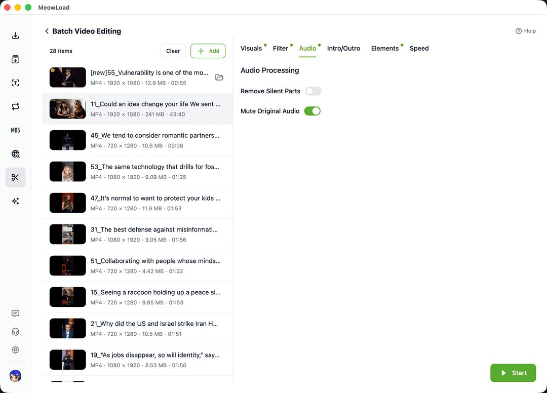 一括ビデオミュートツール